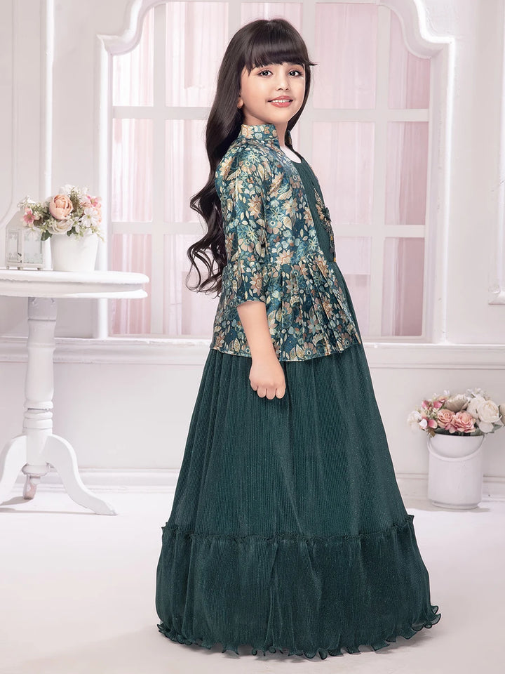 Green Printed Gown With Jacket | Modern & Stylish Women’s Fashion