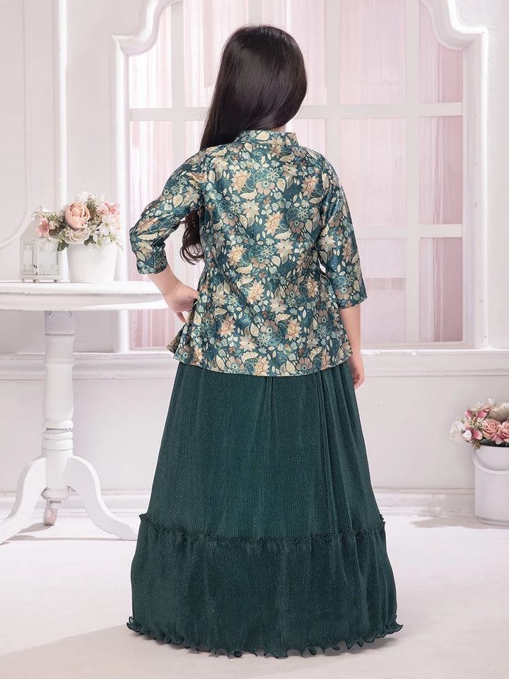 Green Printed Gown With Jacket | Modern & Stylish Women’s Fashion