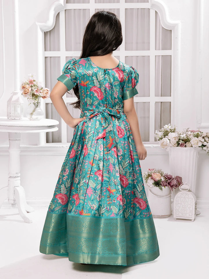 Stylish Teal Anarkali Suit | Designer Embroidered Gown for Girls