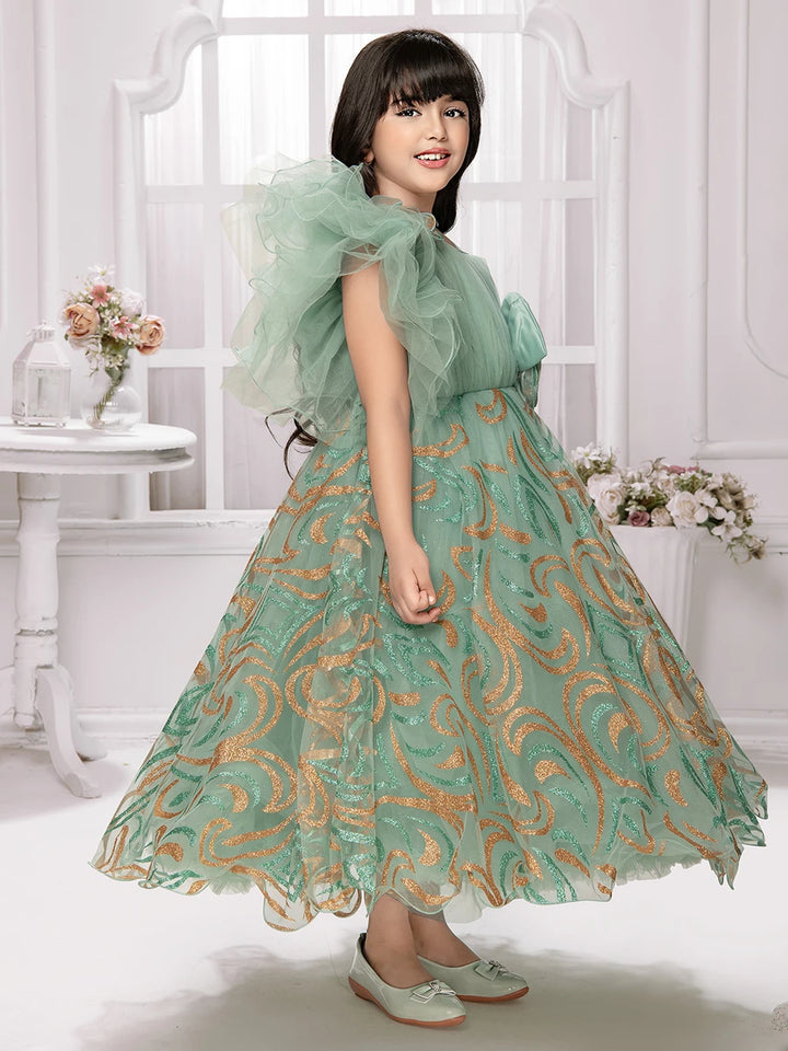 Gorgeous Light Green Anarkali Gown | Shimmer Embellished Party Wear