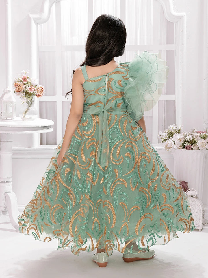 Gorgeous Light Green Anarkali Gown | Shimmer Embellished Party Wear