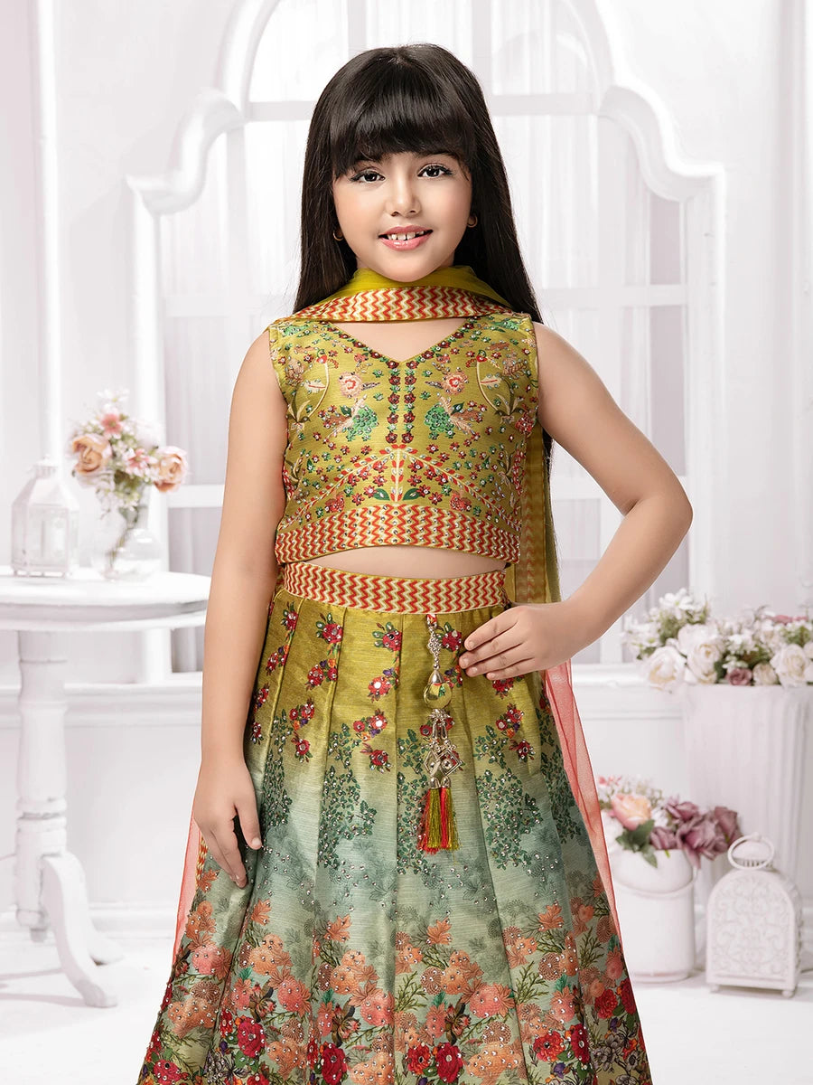 Trendy Kids Lehenga Choli | Multicolor Printed Party Wear