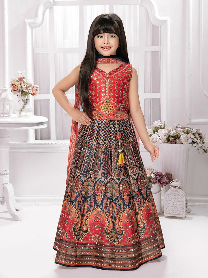 Stunning Printed Embellished Lehenga for Kids | Festive Outfit Collection