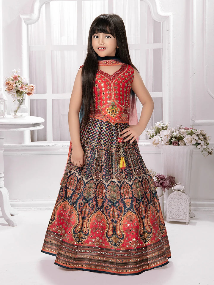 Stunning Printed Embellished Lehenga for Kids | Festive Outfit Collection