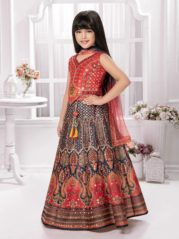 Stunning Printed Embellished Lehenga for Kids | Festive Outfit Collection