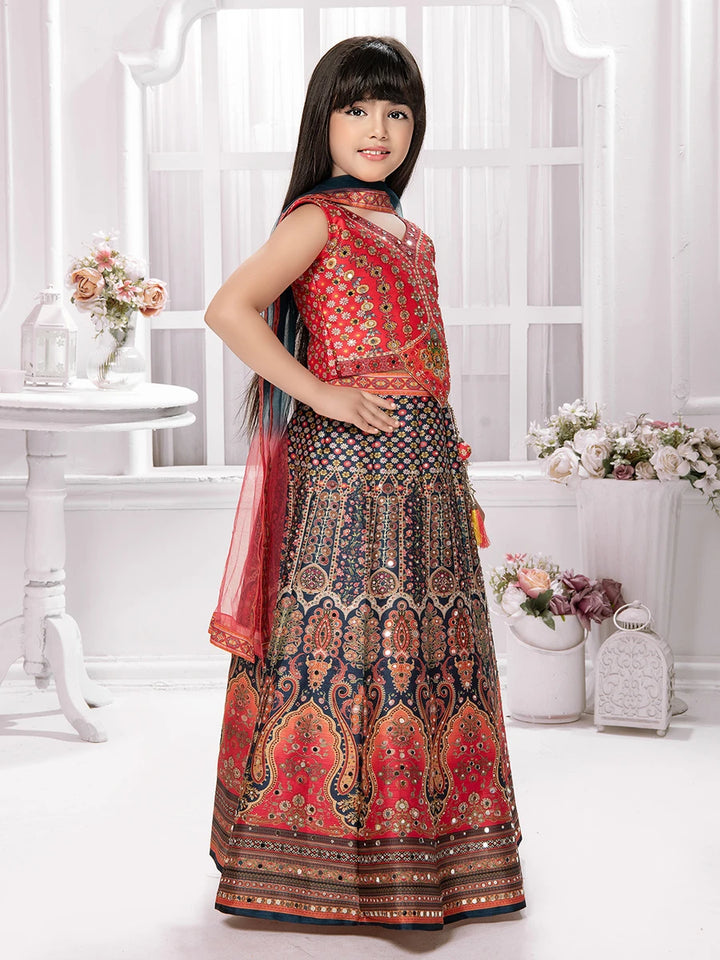 Stunning Printed Embellished Lehenga for Kids | Festive Outfit Collection