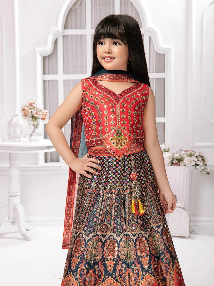 Stunning Printed Embellished Lehenga for Kids | Festive Outfit Collection