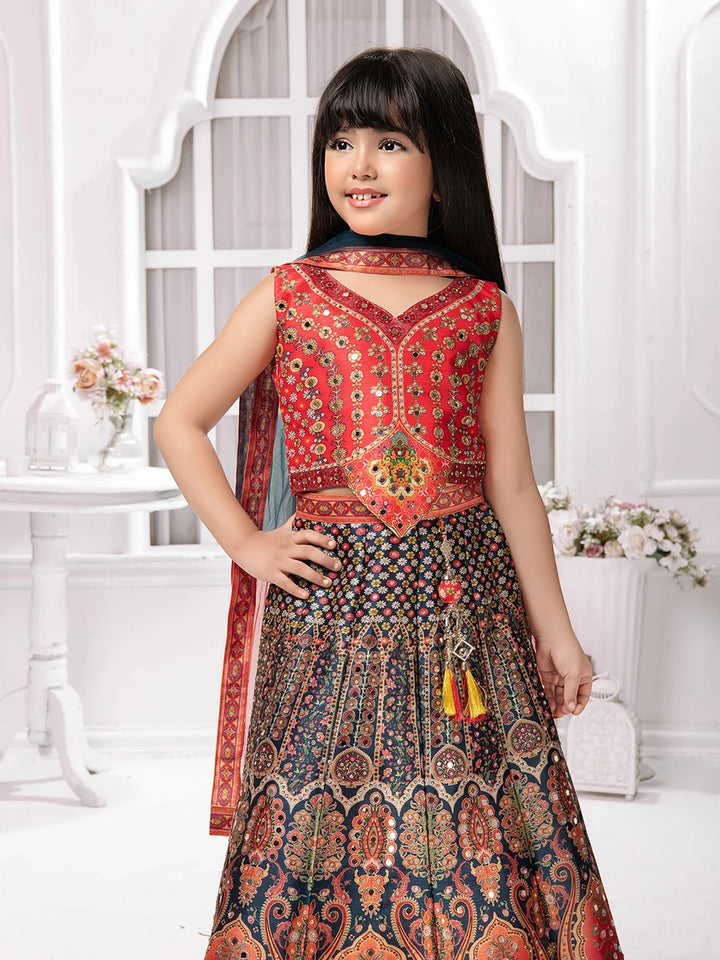 Stunning Printed Embellished Lehenga for Kids | Festive Outfit Collection