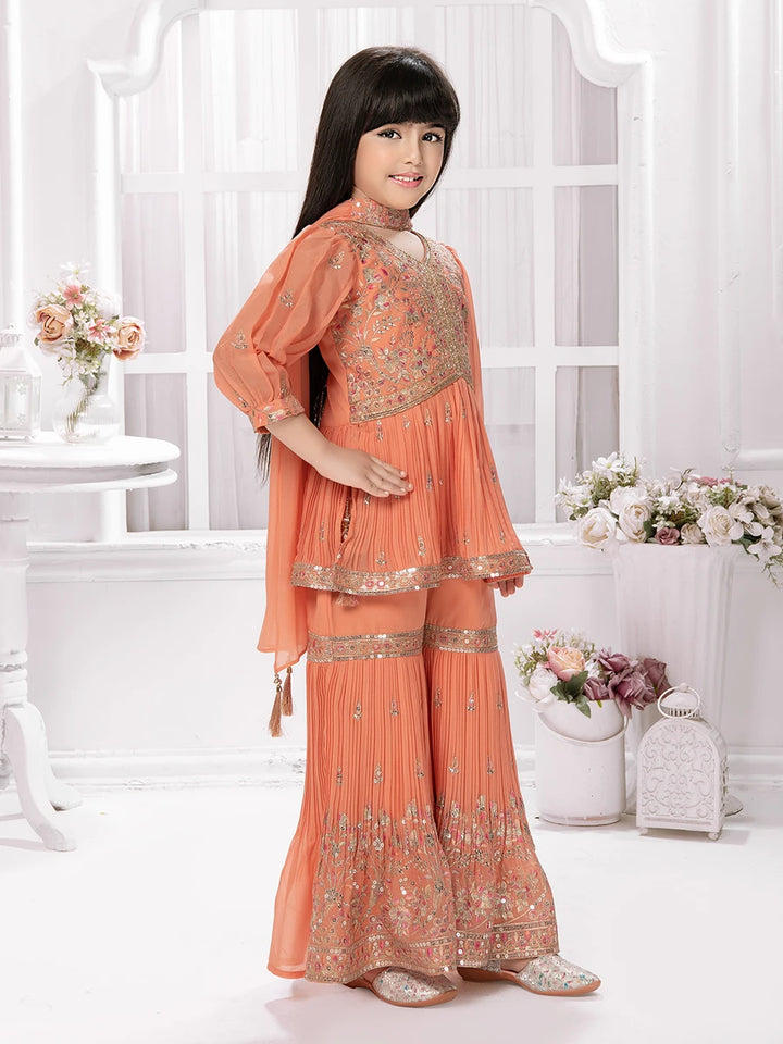 Elegant Peach Georgette Sharara | Kids Ethnic Suit for Celebrations