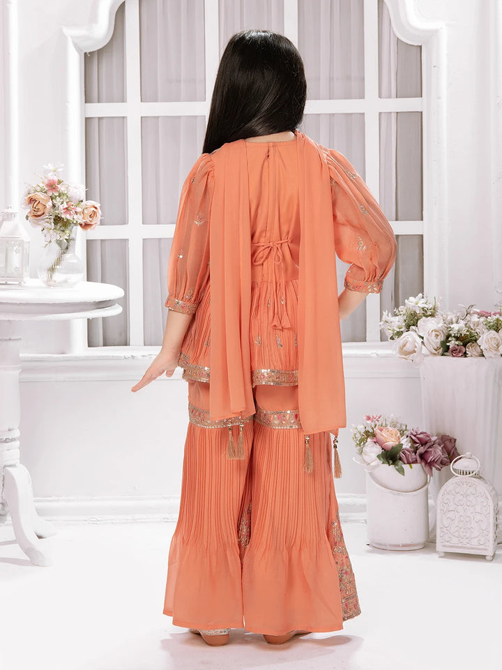 Elegant Peach Georgette Sharara | Kids Ethnic Suit for Celebrations
