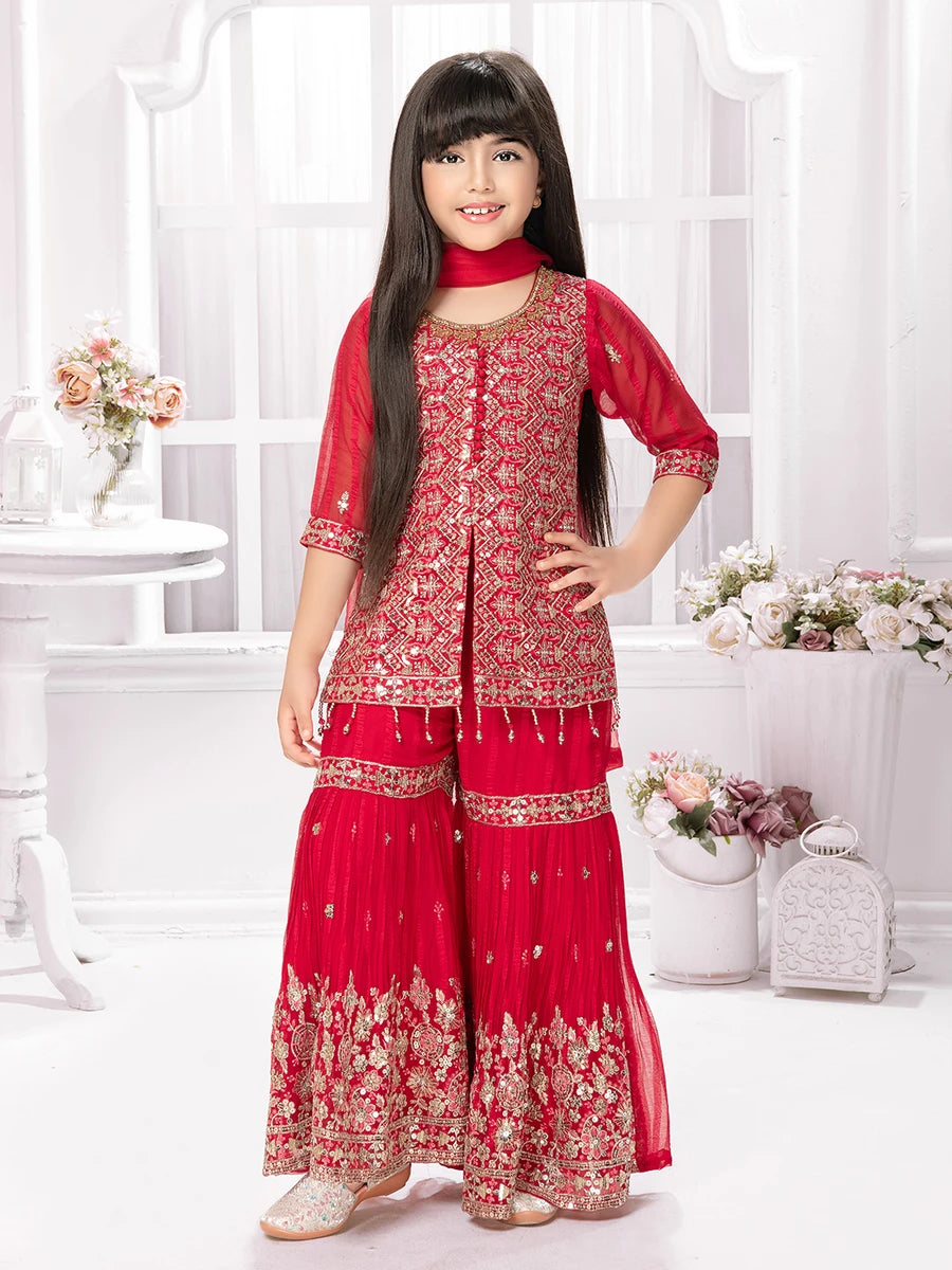 Designer Silk Sharara Set | Trendy Festive Outfit for Girls