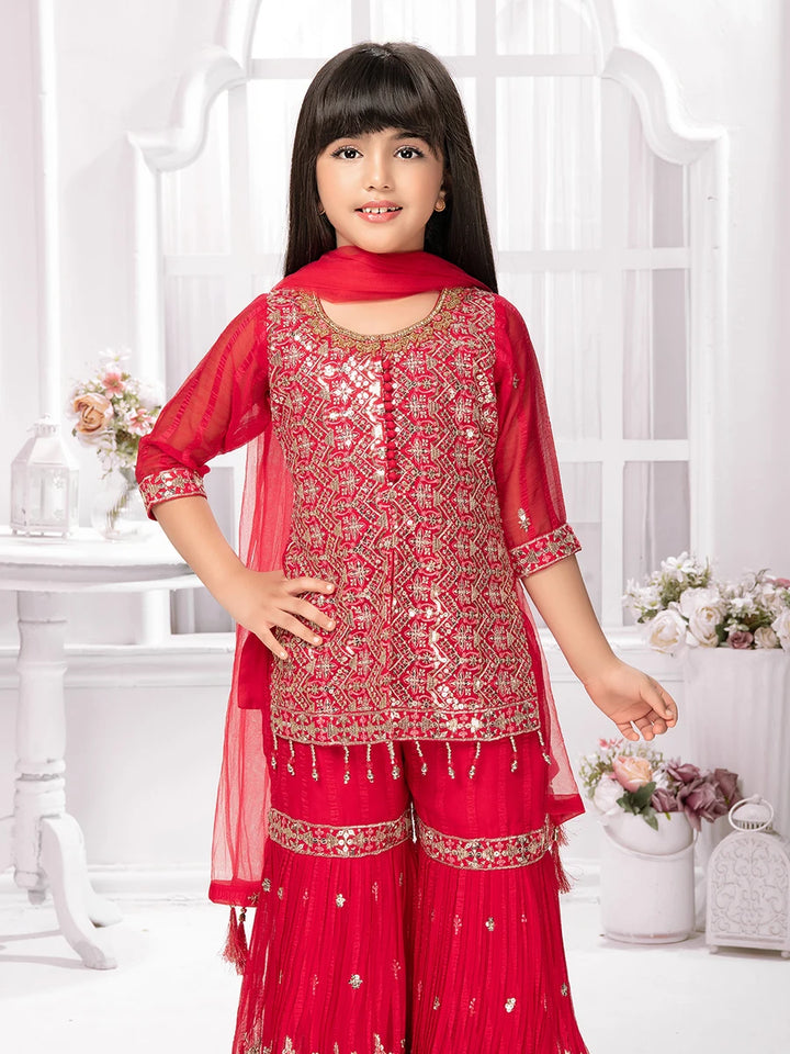 Designer Silk Sharara Set | Trendy Festive Outfit for Girls