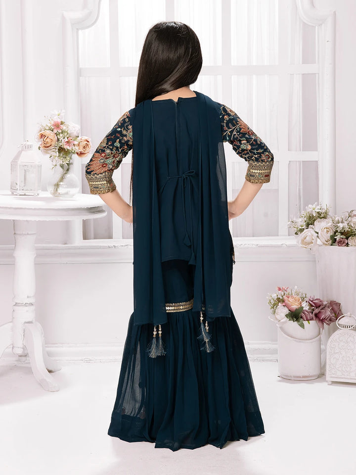 Graceful Dark Blue Sharara Set | Party & Festive Wear for Girls