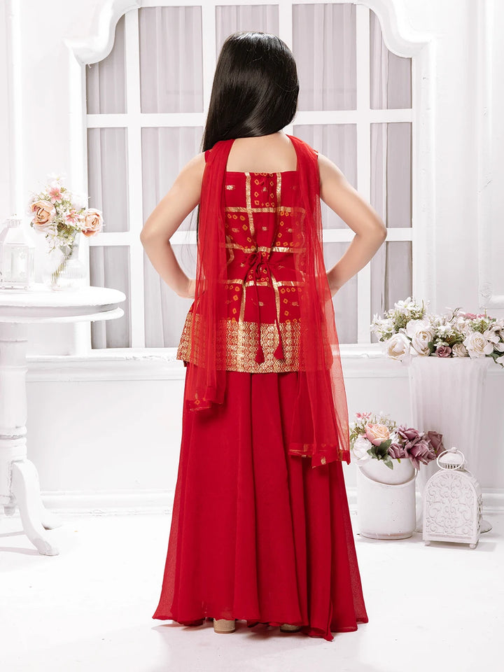 Red Georgette Palazzo Outfit | Fashionable Ethnic Set for Girls