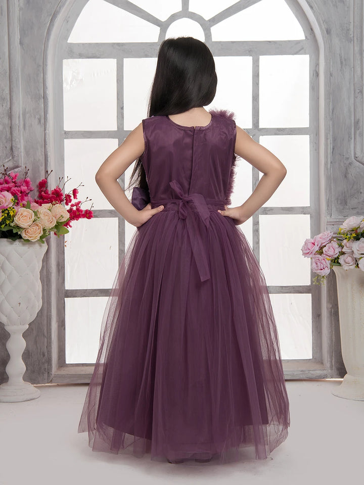 Fancy Wine Net Gown | Stuuning Anarkali Dress for Girls