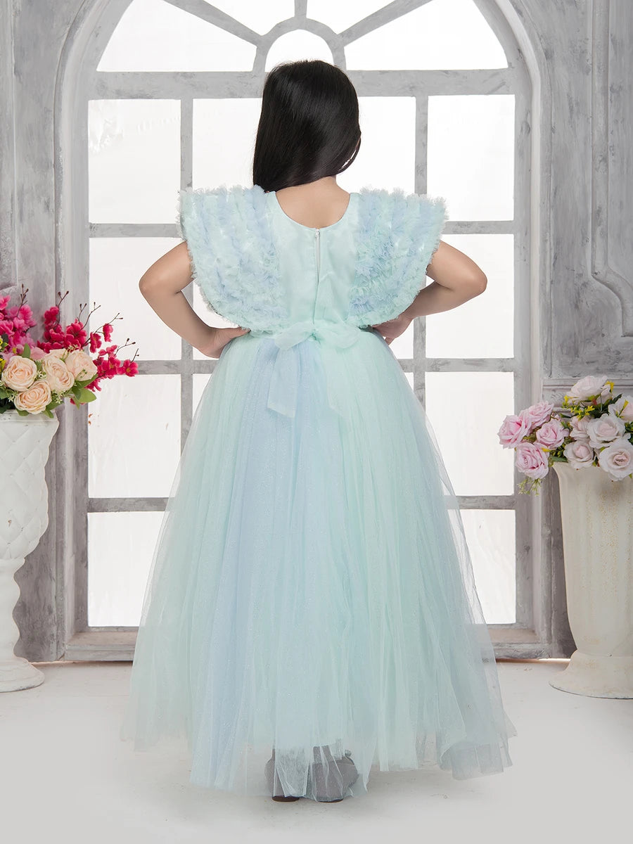 Kids Anarkali Gown | Gorgeous Sea Green Party Dress with Zipper