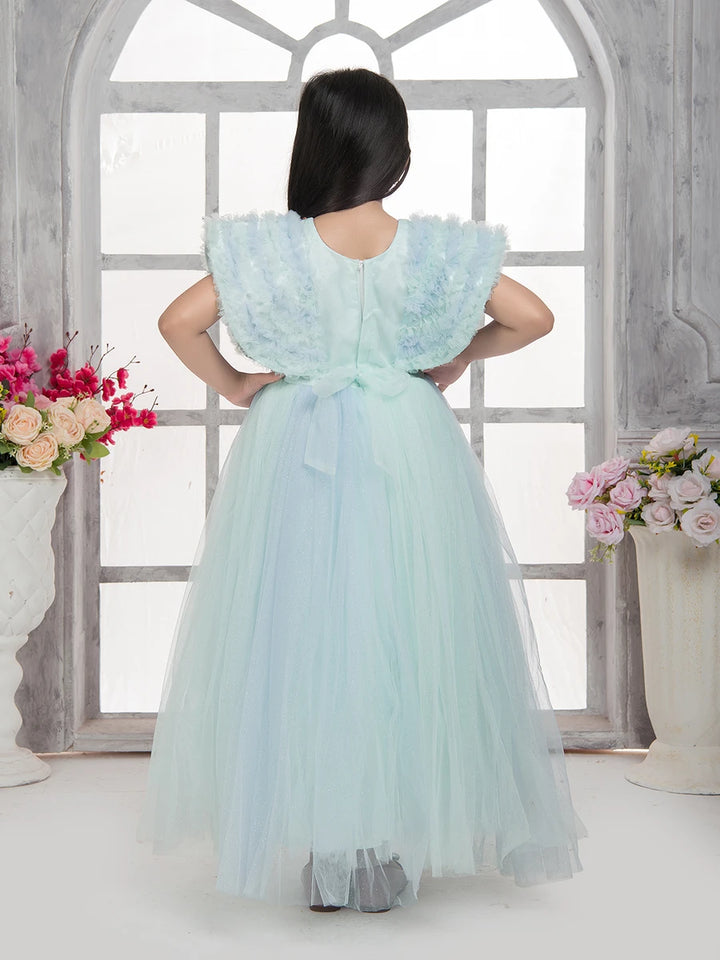 Kids Anarkali Gown | Gorgeous Sea Green Party Dress with Zipper
