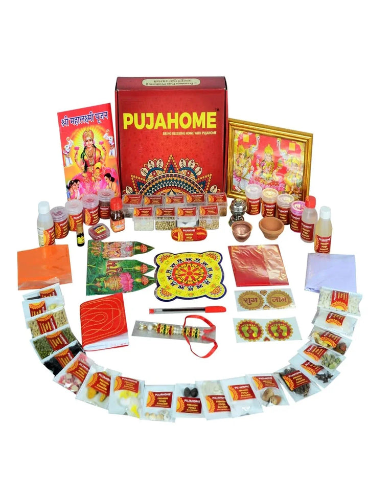 Diwali Puja Samagri Kit for Mahalakshmi Pujan (57+ Items) with Detailed Puja Vidhi