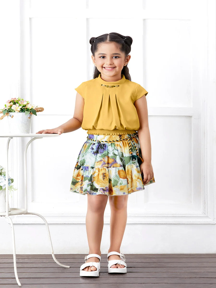 Mustard Skirt Set for Kids | Elegant Look  Perfect for Celebrations
