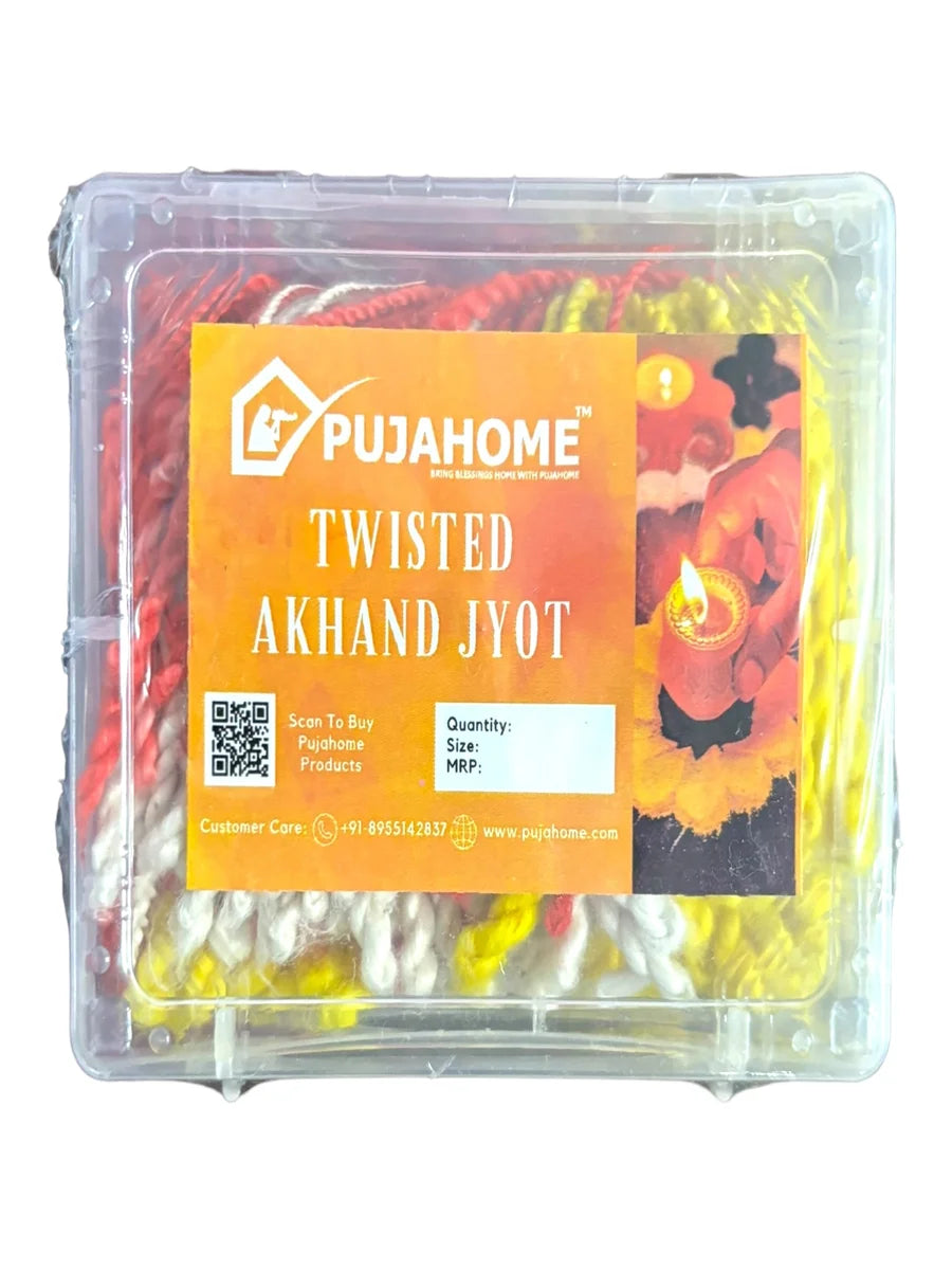 Twisted Akhand Jyot Cotton Color Short Wick ( 300+ Pieces), Multi Colour