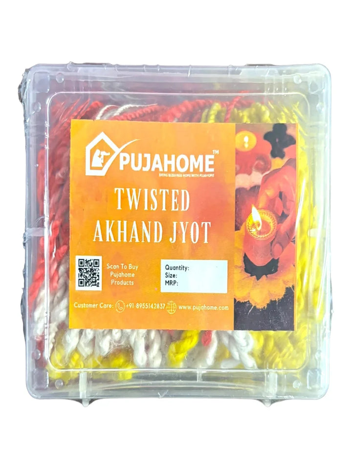 Twisted Akhand Jyot Cotton Color Short Wick ( 300+ Pieces), Multi Colour