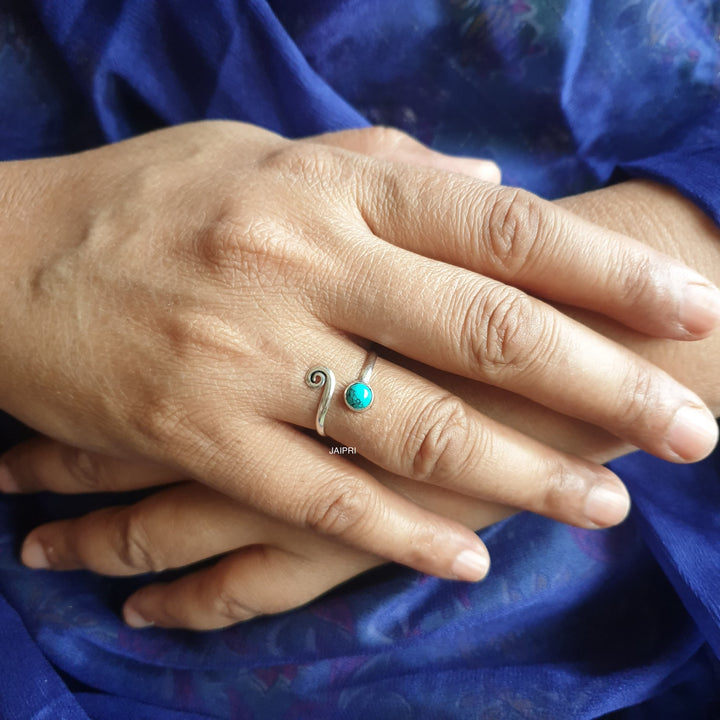 Turquoise Stone | Designer Adjustable Ring Trendy