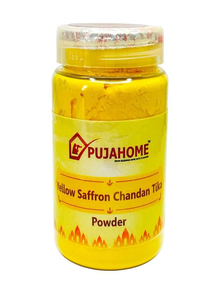 Premium Yellow Saffron Chandan Tika Powder 100 Gram Box