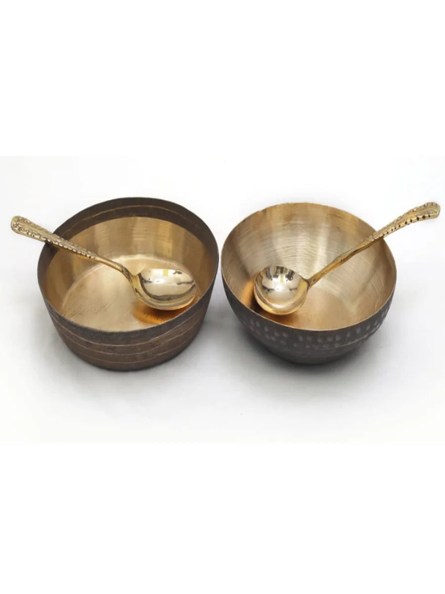 Kansa Kathiyawadi Serving Bowls Set of 2 | Traditional Vintage Design