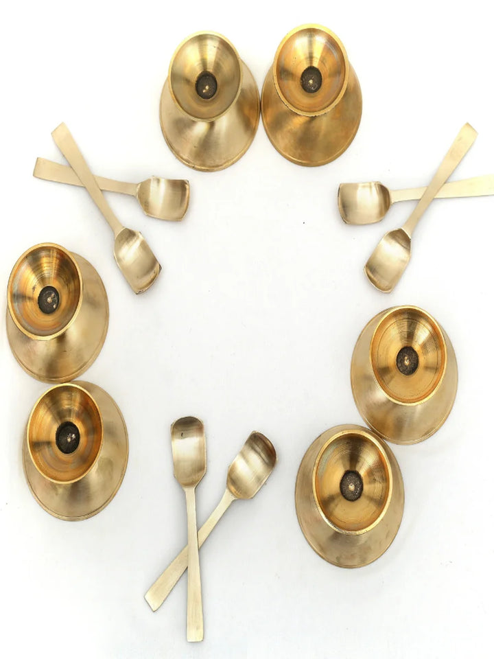 Kansa Ice Cream Cup with Spoon | Handcrafted Bronze Set of 6