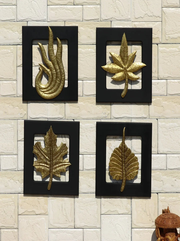 Brass Leaf Wall Decor | Elegant Framed Art for Living Room & Bedroom
