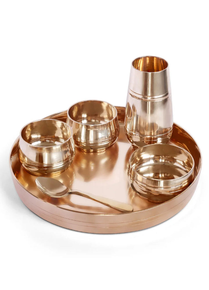 Handcrafted Kansa Dinner Set Ayurvedic Benefits | 6 Pcs Tableware