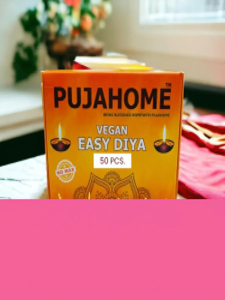 Vegan Diya Wicks (50 Pieces - White) 30min Burning Time, Wax Free | Vegan Diya Batti for Puja