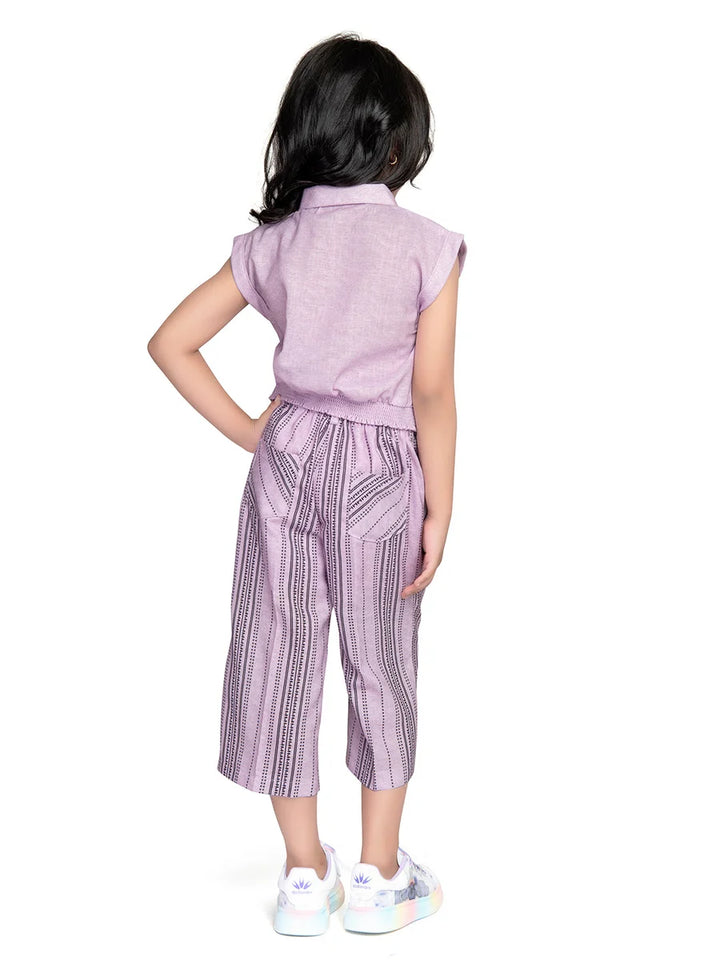 Elegant Lilac Culottes for Girls | Synthetic Ankle Length Pants