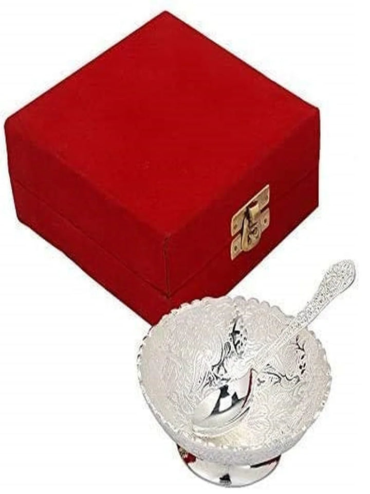 Elegant German Silver Bowl with Spoon | Antique Design Home Decor