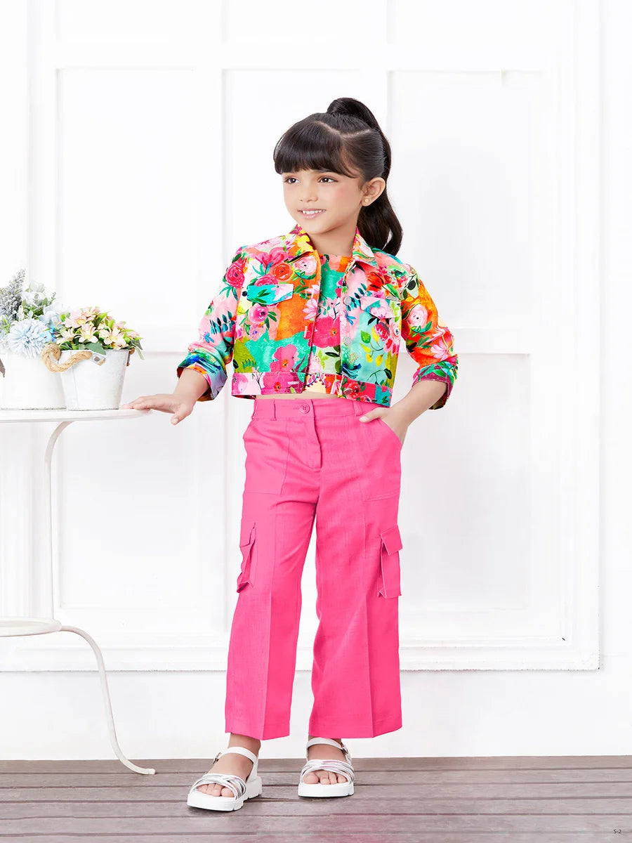 Western Kids Pant Set | Stylish Pink Pant Set  Comfortable Kids Clothing