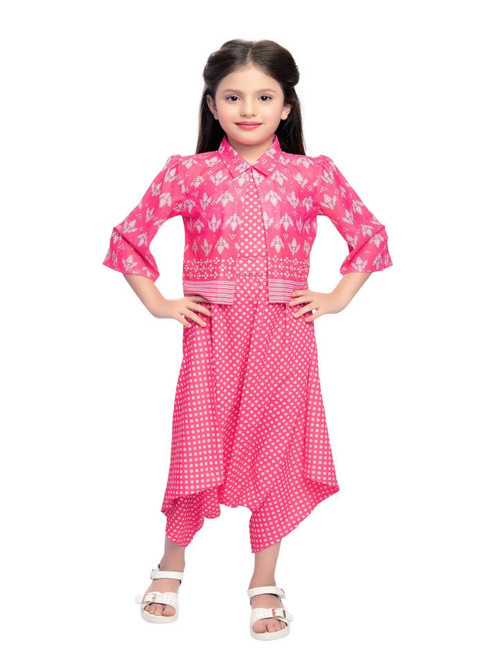 Elegant Rani Pink Kids Pant Set | Satin Fabric  Party Outfit