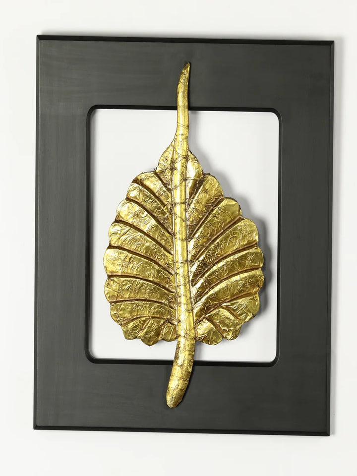 Brass Leaf Wall Decor | Elegant Framed Art for Living Room & Bedroom