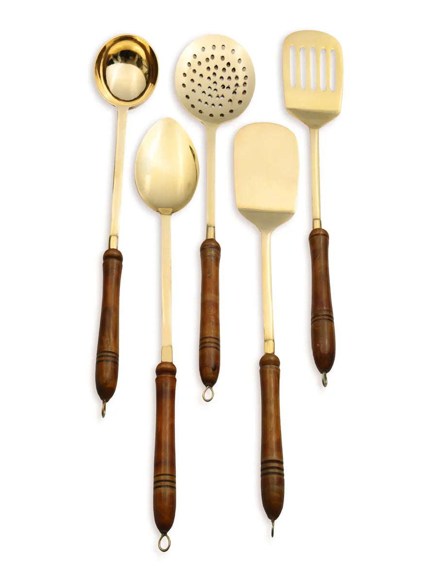 Brass Cooking Ladles Set of 5 | Durable & Elegant Kitchen Utensils