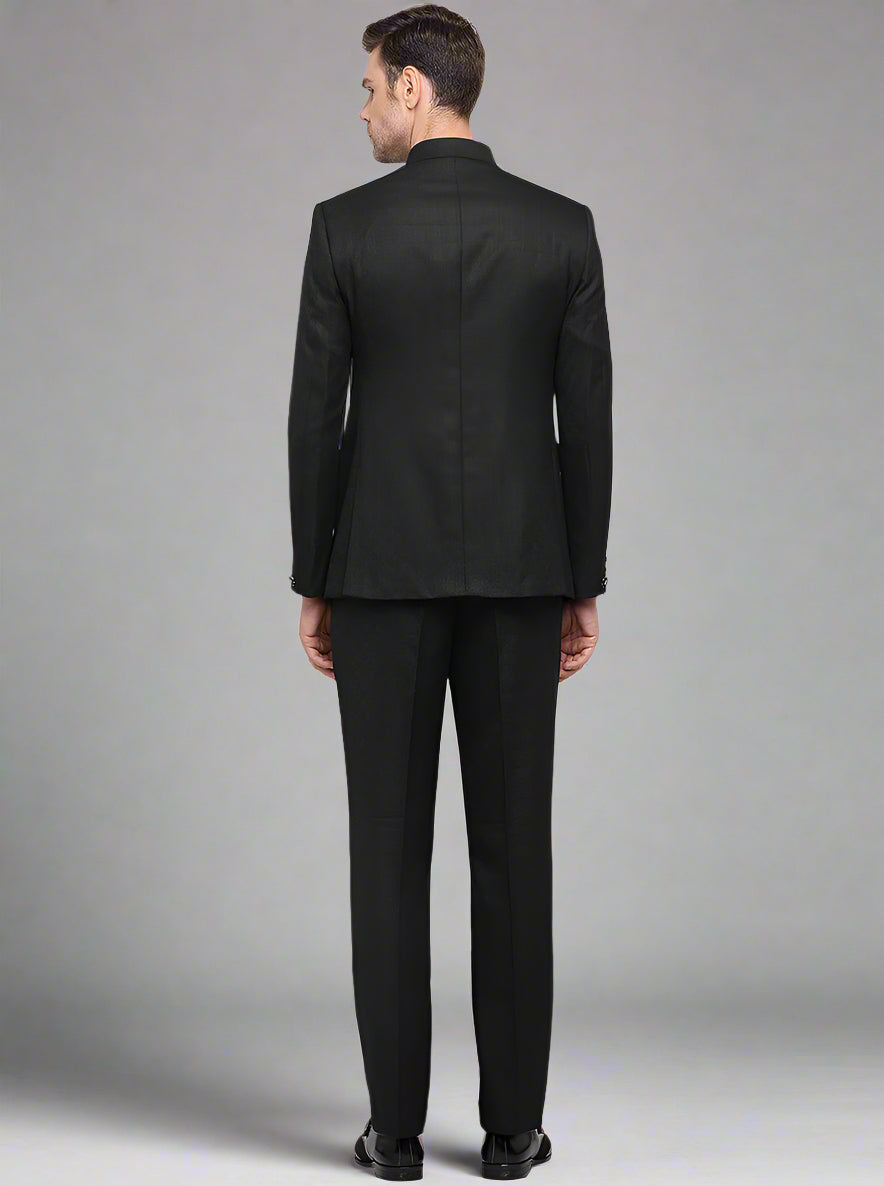 Black Terry Rayon Jodhpuri Suit for men, perfect for Indian weddings.