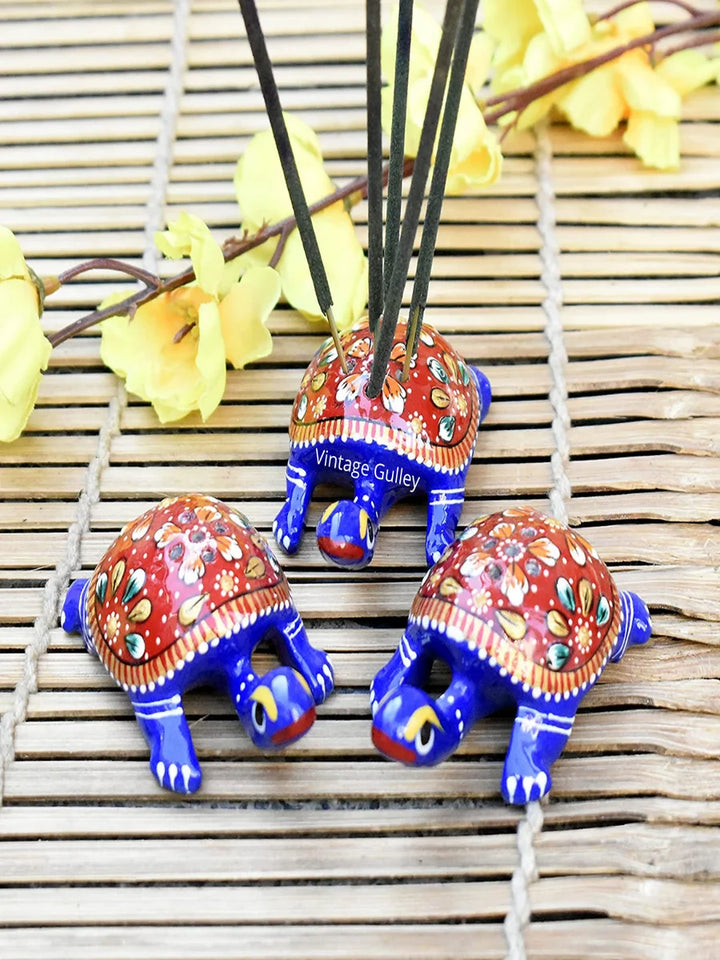 Metal Tortoise Agarbatti Stand | Handcrafted Religious Home Décor Set of 3