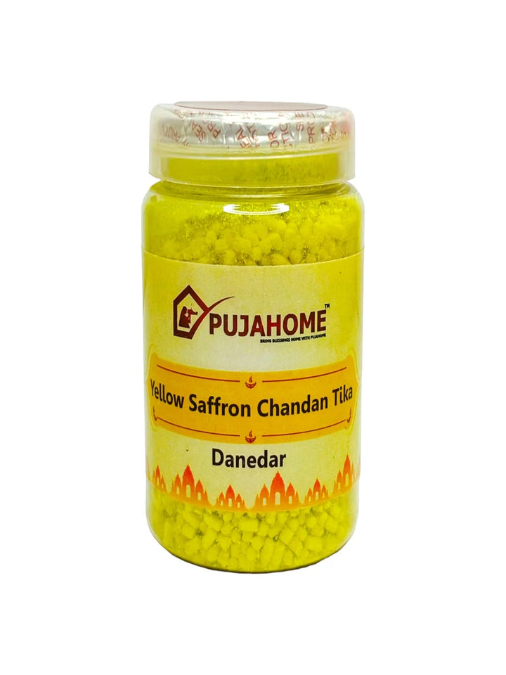 Premium Yellow Saffron Chandan Tika Danedar 200 Gram Box