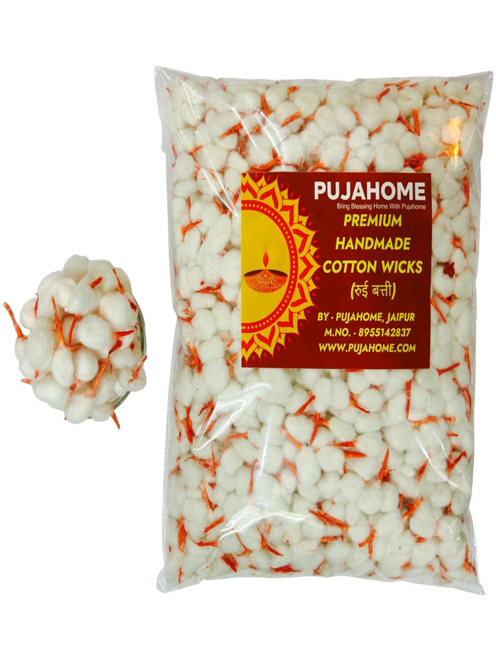 Round Cotton Wicks/Diya Batti With Kesar Tip Pack of 4100