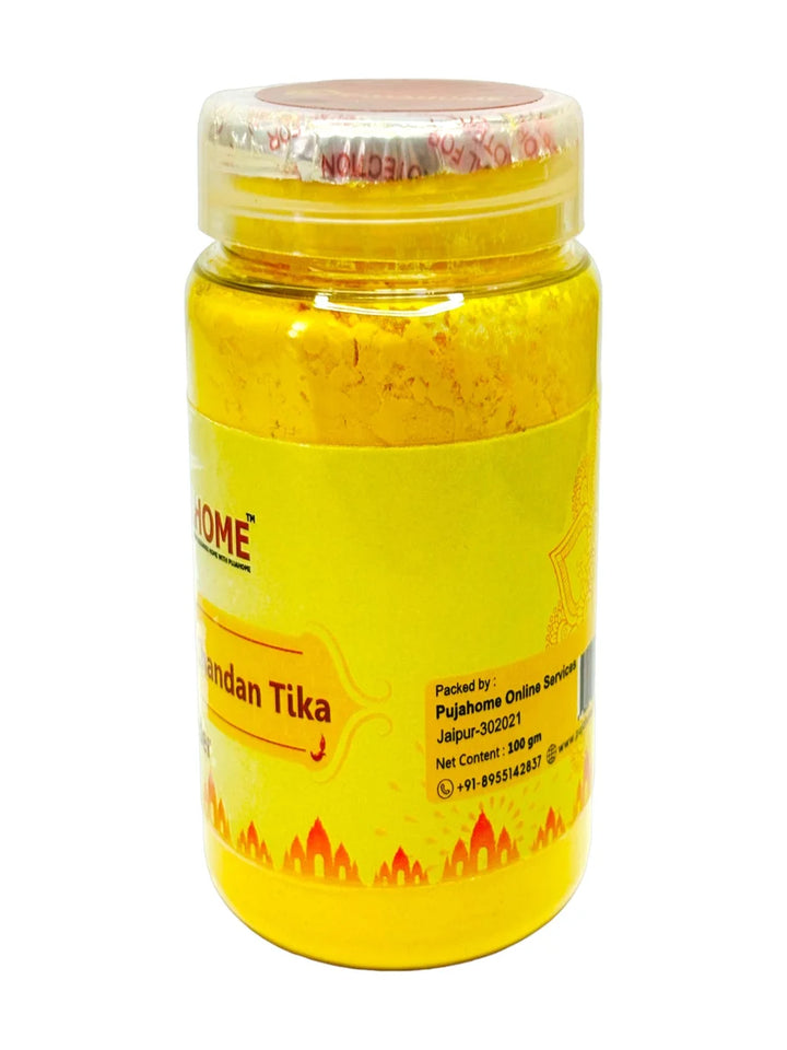 Premium Yellow Saffron Chandan Tika Powder 100 Gram Box