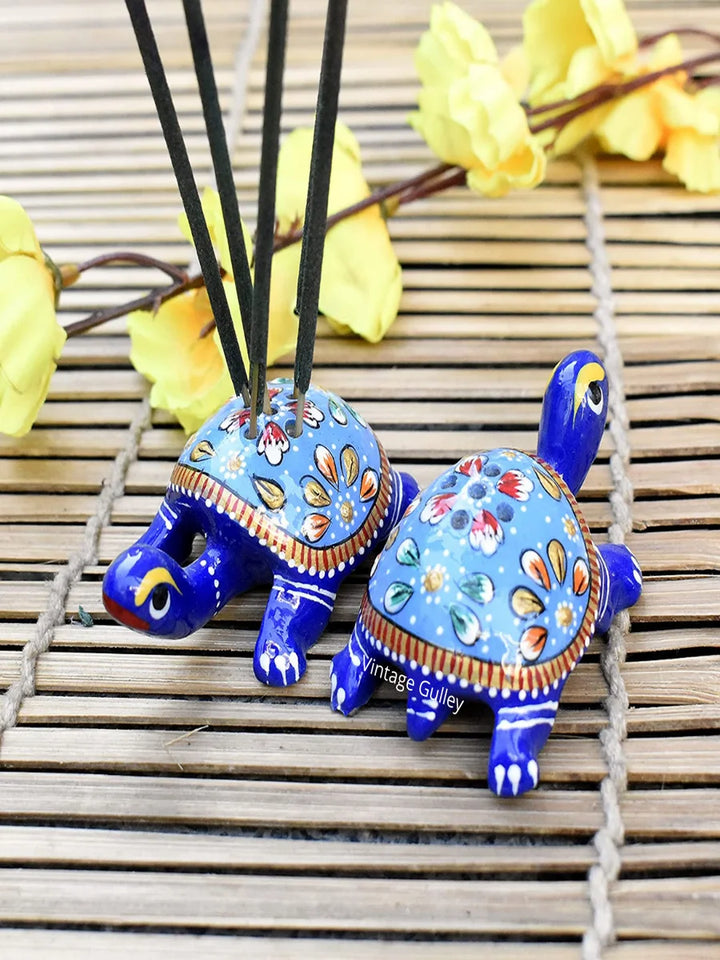 Handcrafted Metal Tortoise Agarbatti Stand | Set of 2 | Religious Decor
