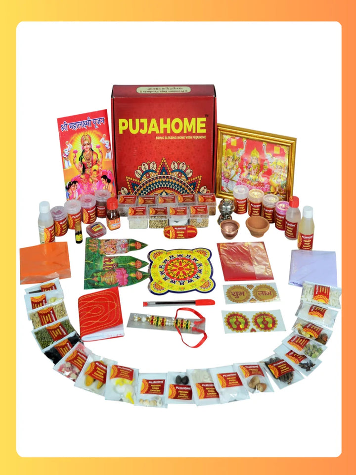 Diwali Puja Samagri Kit for Mahalakshmi Pujan (57+ Items) with Detailed Puja Vidhi