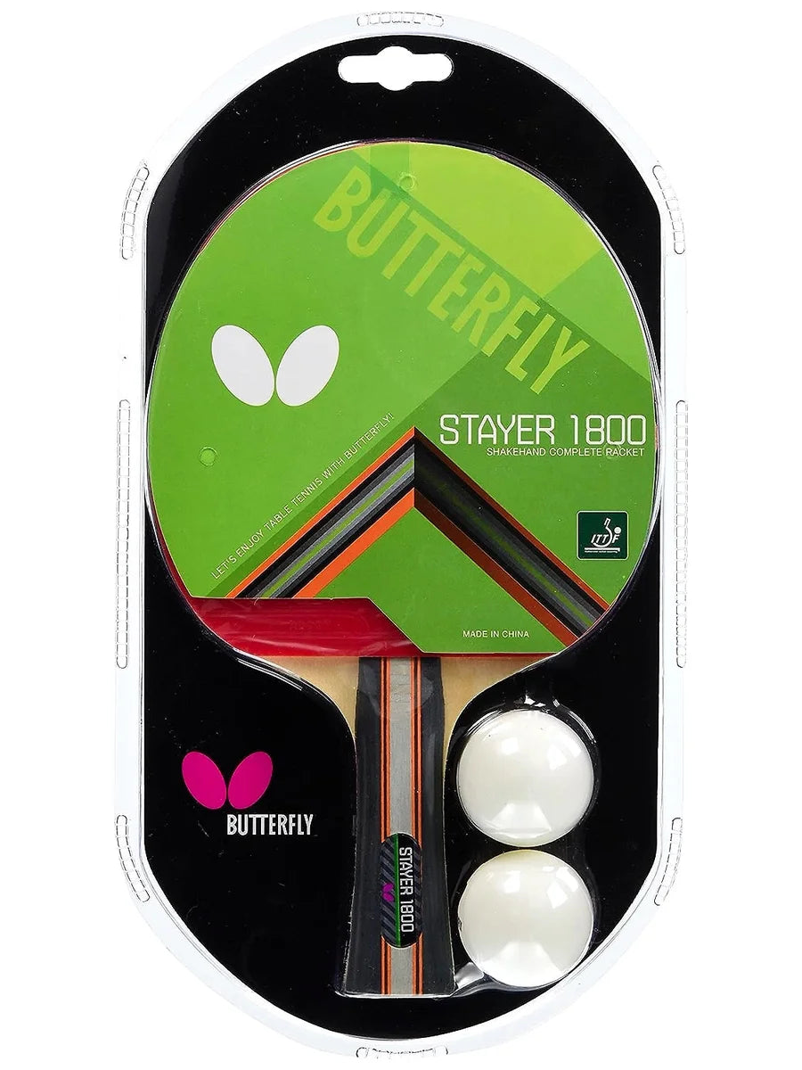 Butterfly Stayer Wood 1800 Shakehand FL Table Tennis Paddle: Genuine Table Tennis Paddle for Intermediate Players