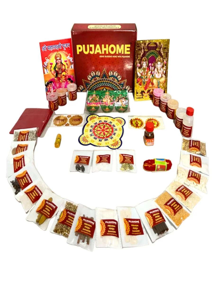 Diwali Puja Samagri Kit for Mahalakshmi Pujan (38+ Items) with Detailed Puja Vidhi