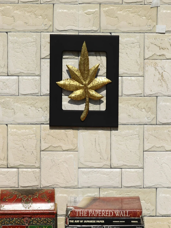Brass Leaf Motif Wall Decor | Elegant Home Accent for Living Room 12"