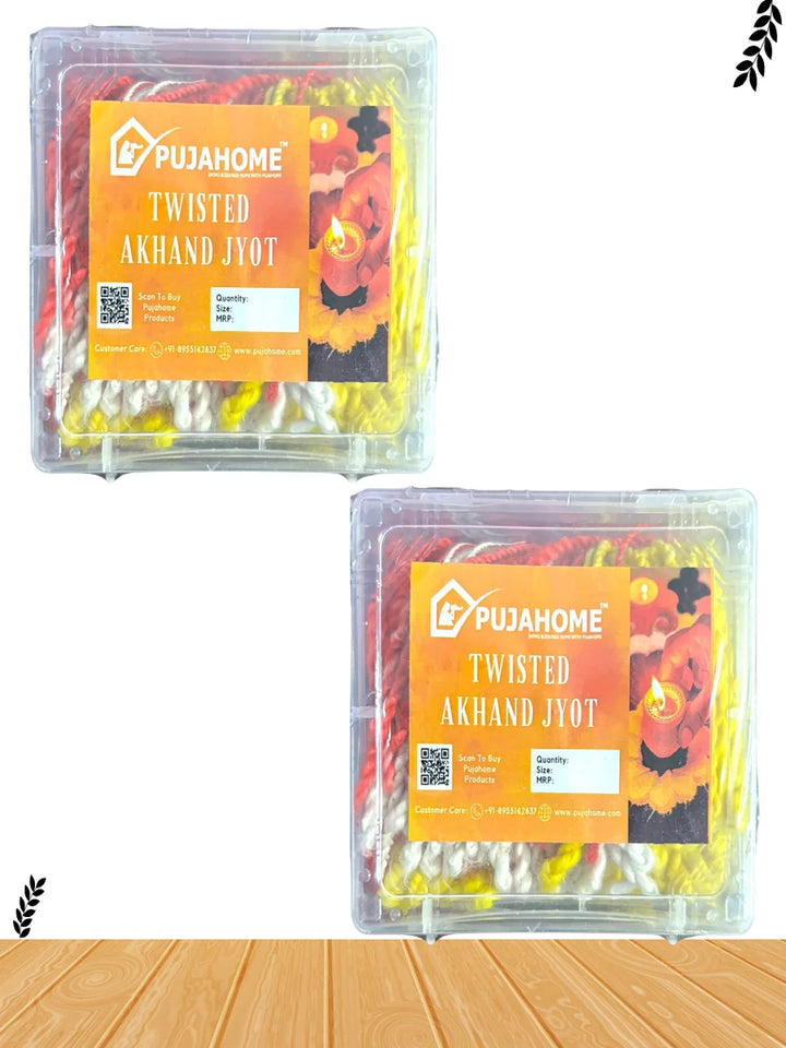 Twisted Akhand Jyot Cotton Color Short Wick ( 300+ Pieces), Multi Colour