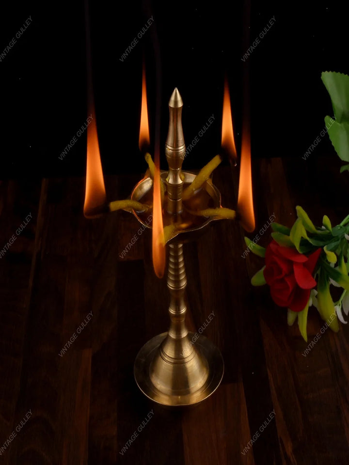 Brass Diya Stand | Traditional Indian Decorative Deepak Holder 17x7.5 CM
